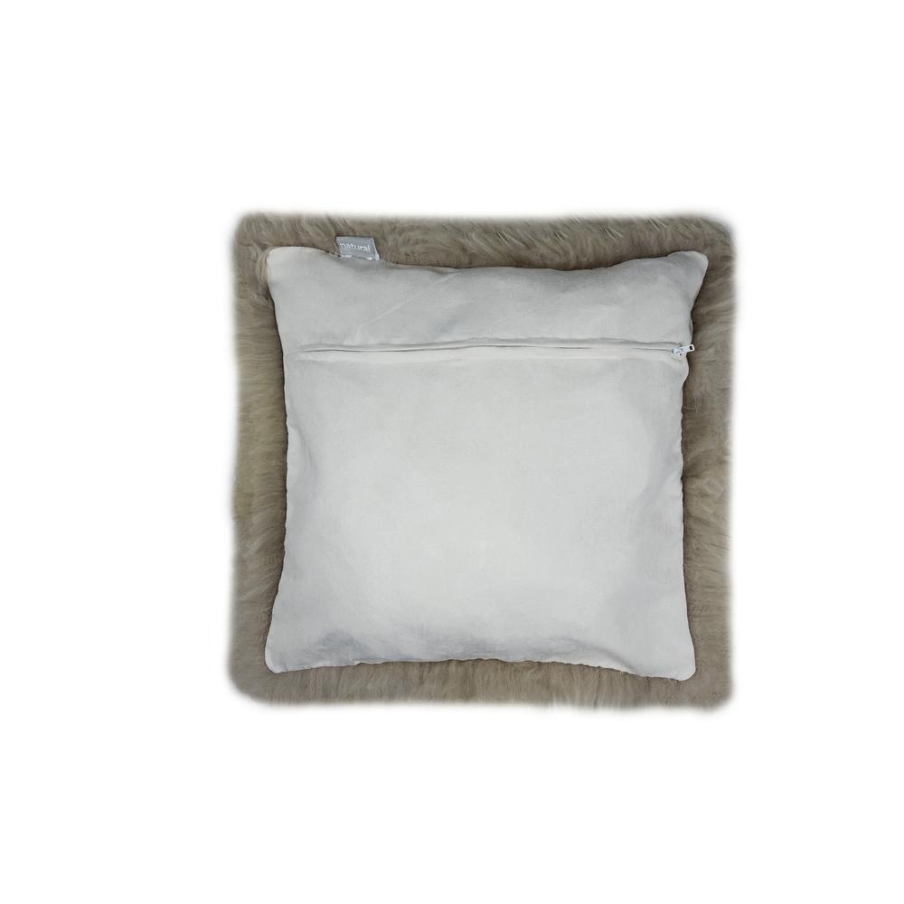 Set of Two Taupe Natural Sheepskin Square Pillows TAUPE. Picture 2