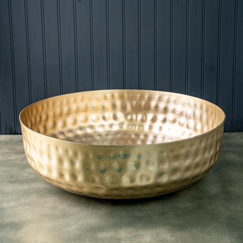 Gold Colored Round Hammered Bowl silver. Picture 2