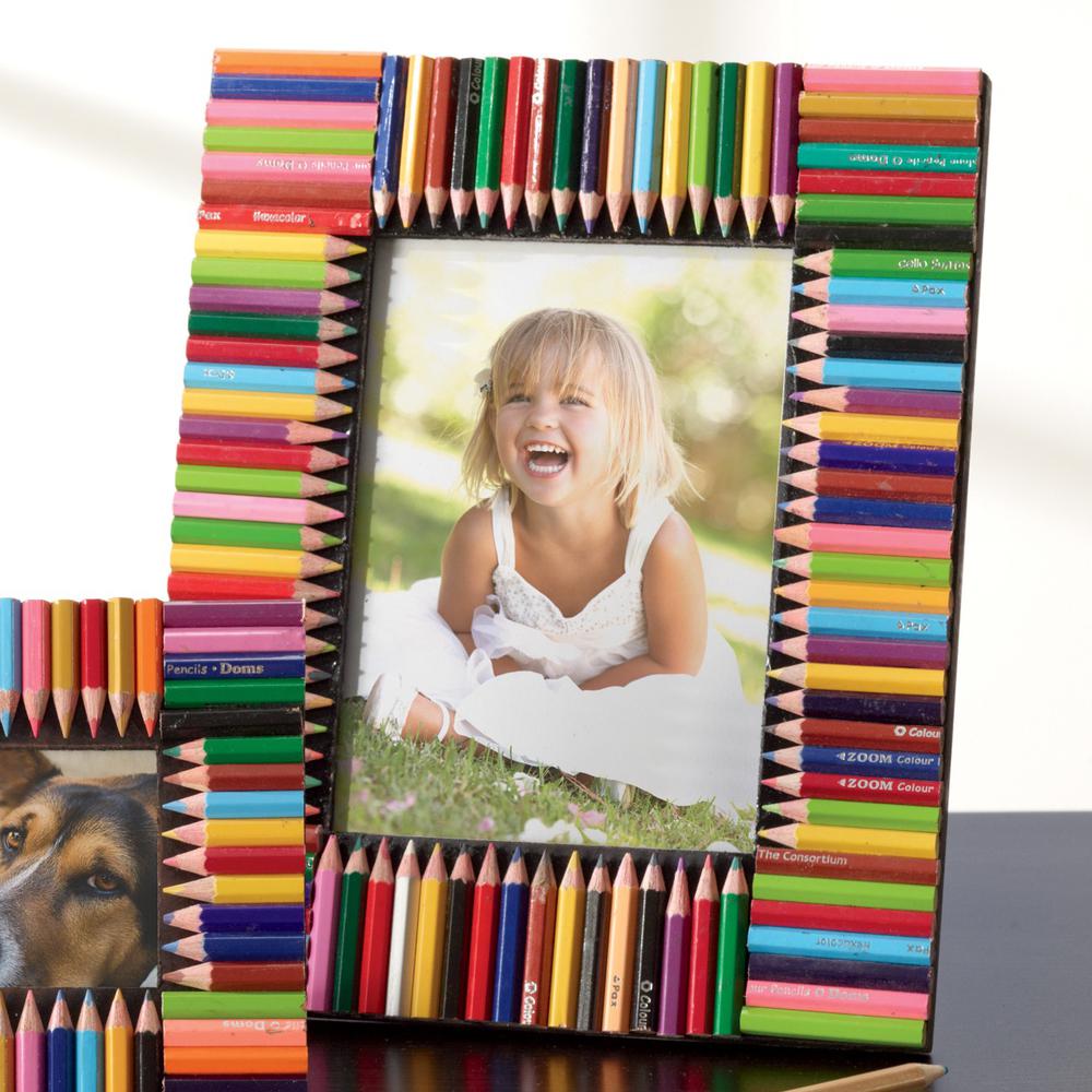 5" x 7" Colorful Pencil Bordered Photo Frame Multicolor. Picture 1