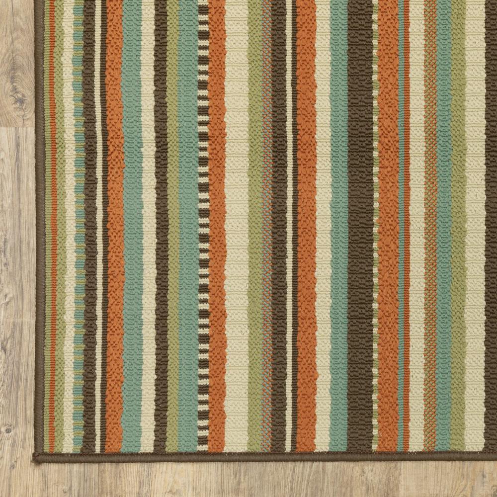 4’x6’ Green and Brown Striped Indoor Outdoor Area Rug - 388698. Picture 2