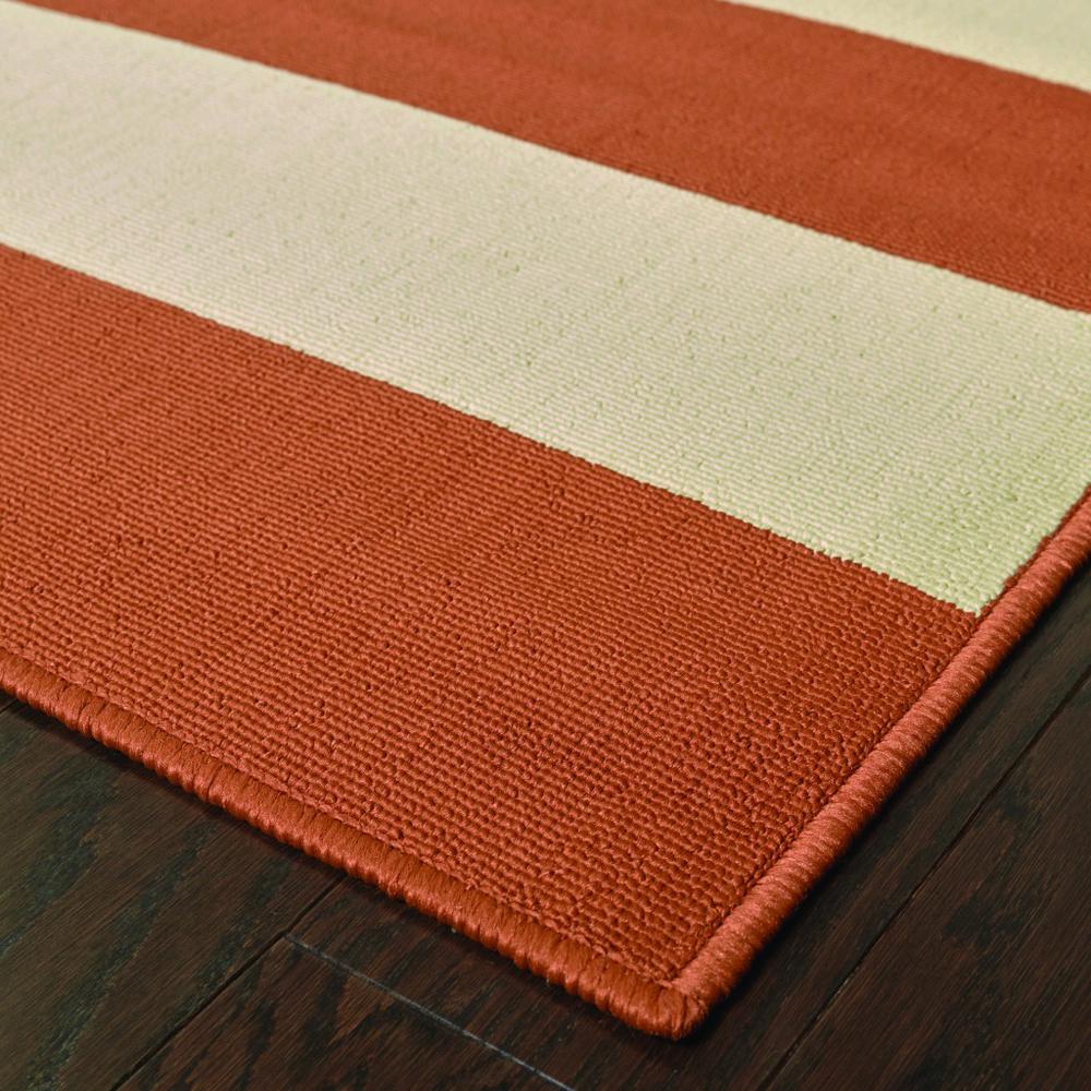 4’x6’ Orange and Ivory Striped Indoor Outdoor Area Rug - 388766. Picture 2