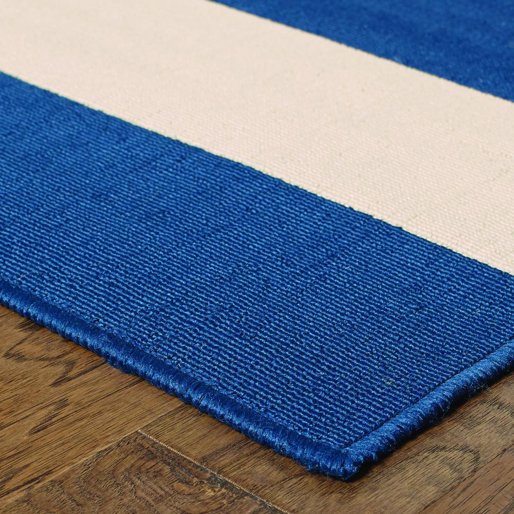 4’x6’ Blue and Ivory Striped Indoor Outdoor Area Rug - 388774. Picture 2
