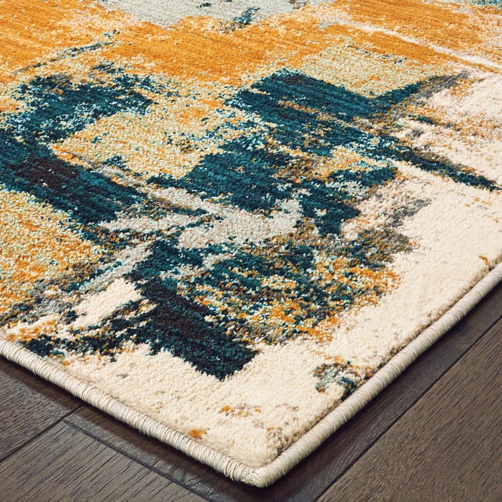 2’x3’ Blue and Gold Abstract Strokes Scatter Rug - 388822. Picture 2