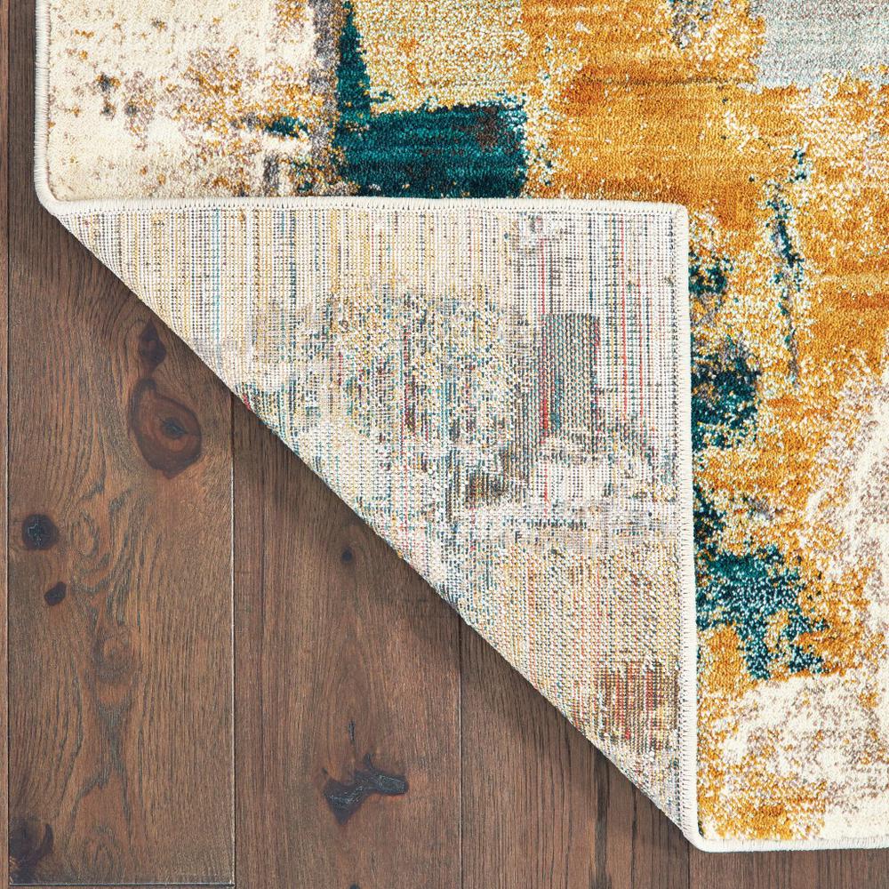 2’x8’ Blue and Gold Abstract Strokes Runner Rug - 388823. Picture 3