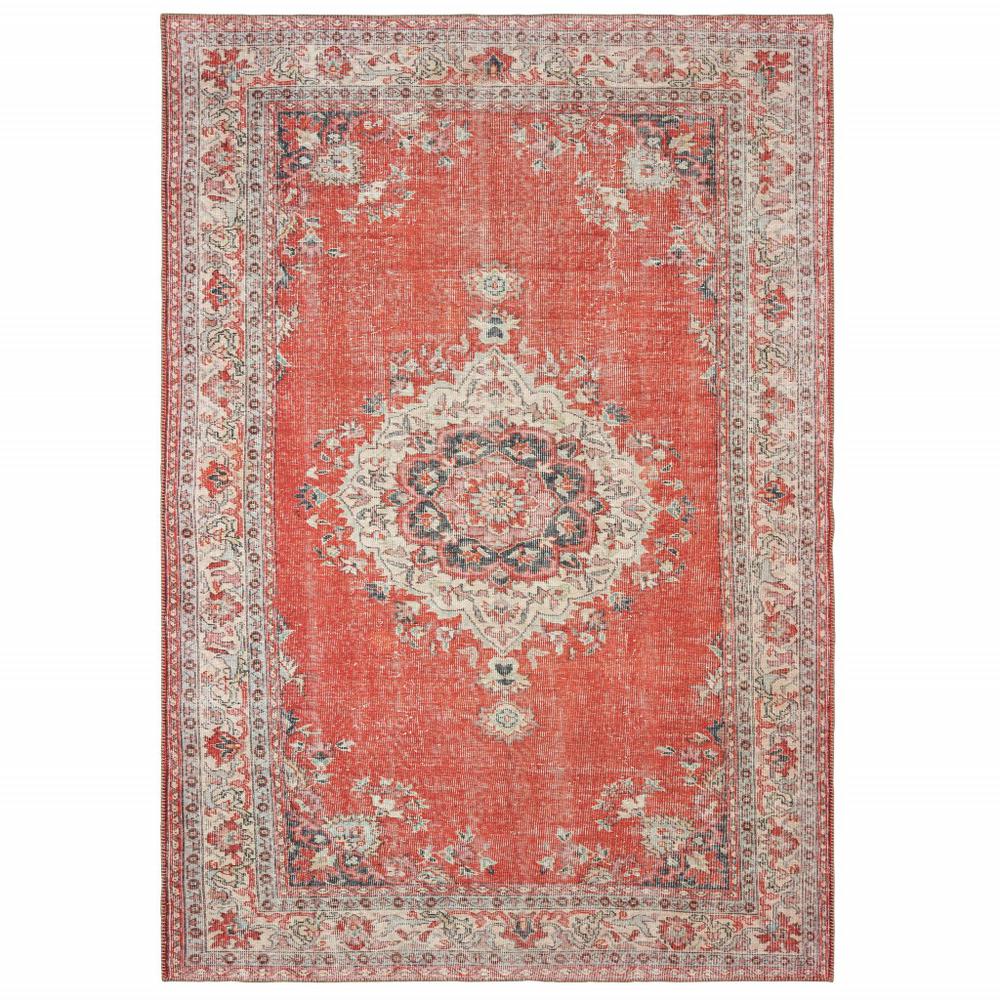 4’x6’ Red and Gray Oriental Area Rug - 388830. Picture 1