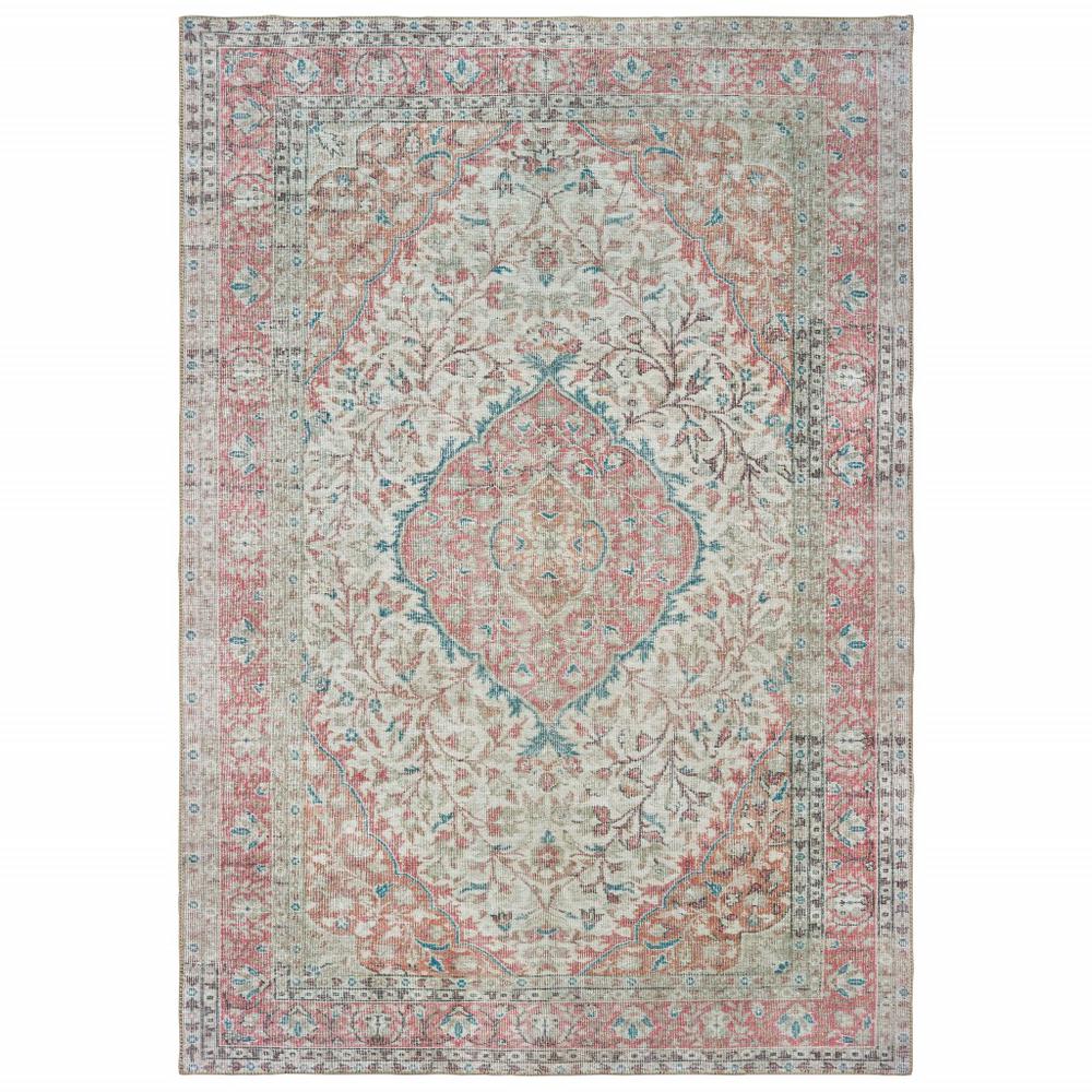 2’x3’ Ivory and Pink Oriental Scatter Rug - 388834. Picture 1