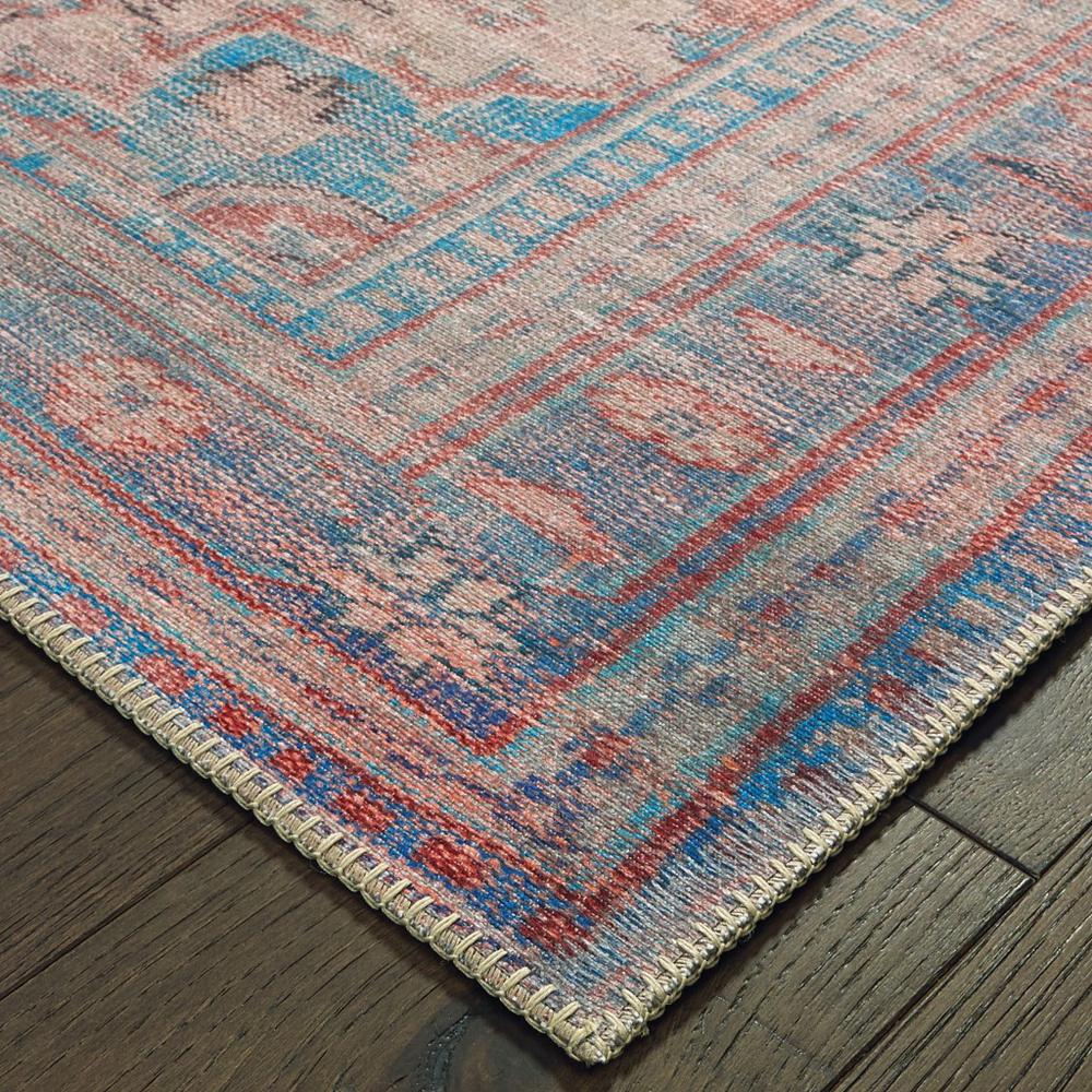 5’x8’ Red and Blue Oriental Area Rug - 388841. Picture 2