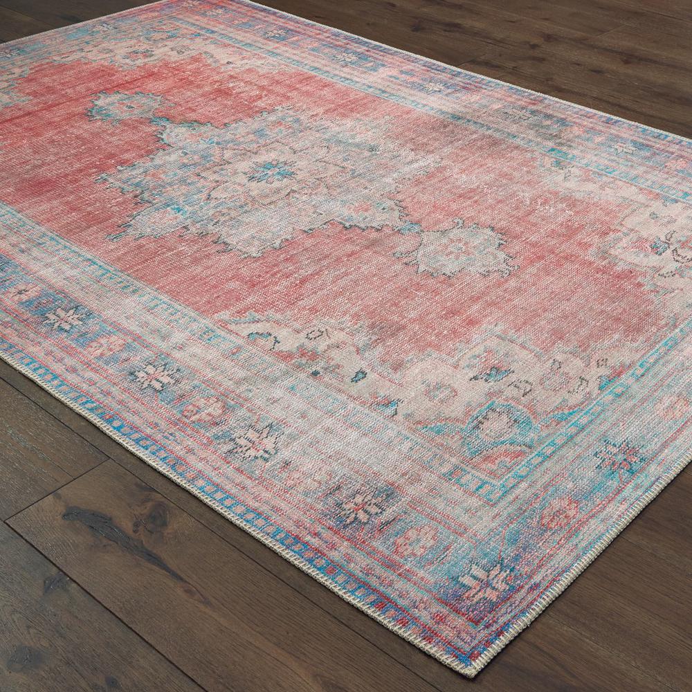 5’x8’ Red and Blue Oriental Area Rug - 388841. Picture 3