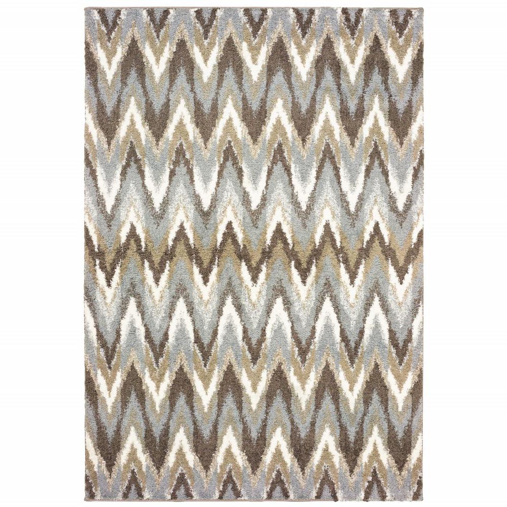 4’x6’ Gray and Taupe Ikat Pattern Area Rug - 388845. Picture 1