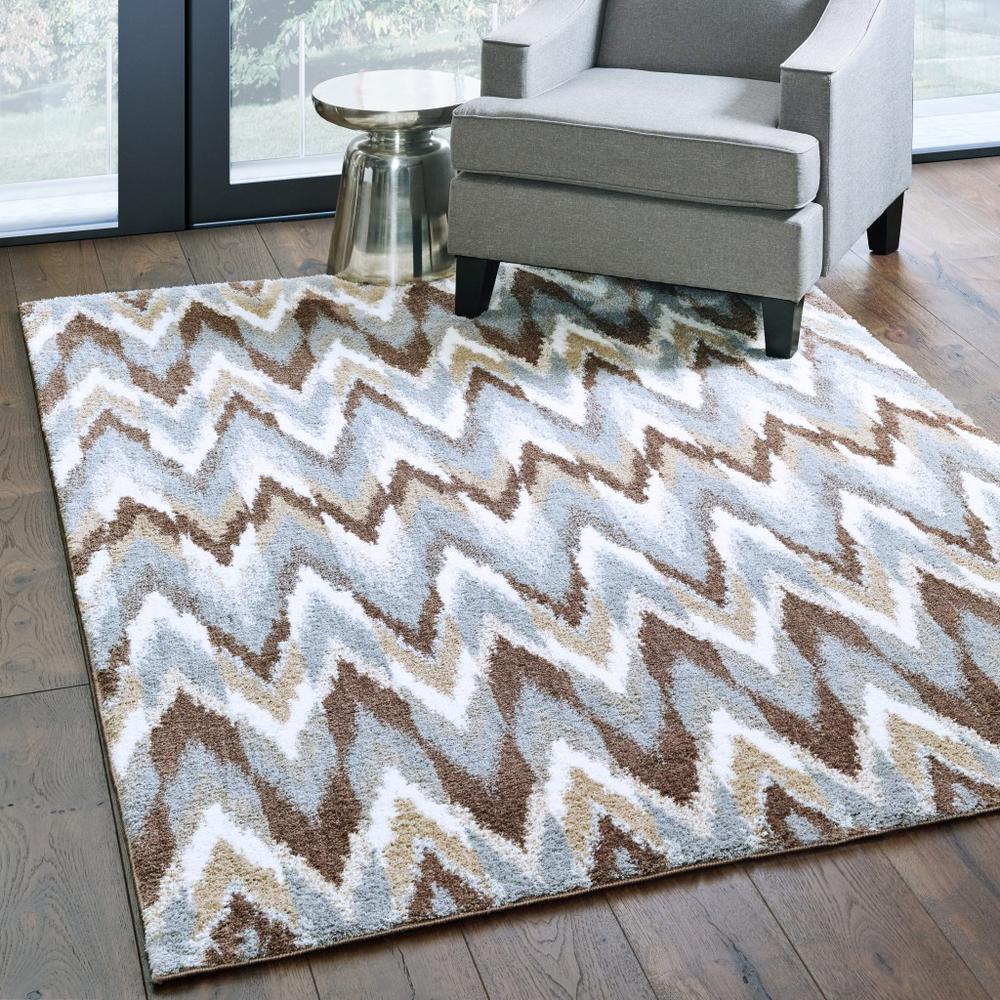 4’x6’ Gray and Taupe Ikat Pattern Area Rug - 388845. Picture 3