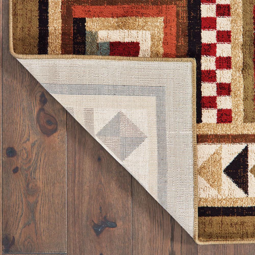 5’x7’ Brown and Red Ikat Patchwork Area Rug - 388870. Picture 3
