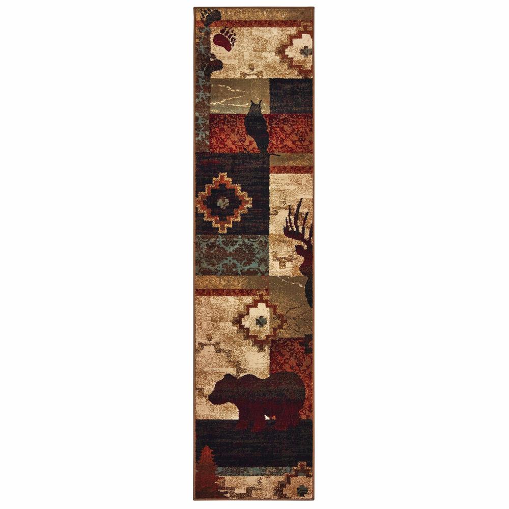 2’x8’ Rustic Brown Animal Lodge Runner Rug - 388874. Picture 1