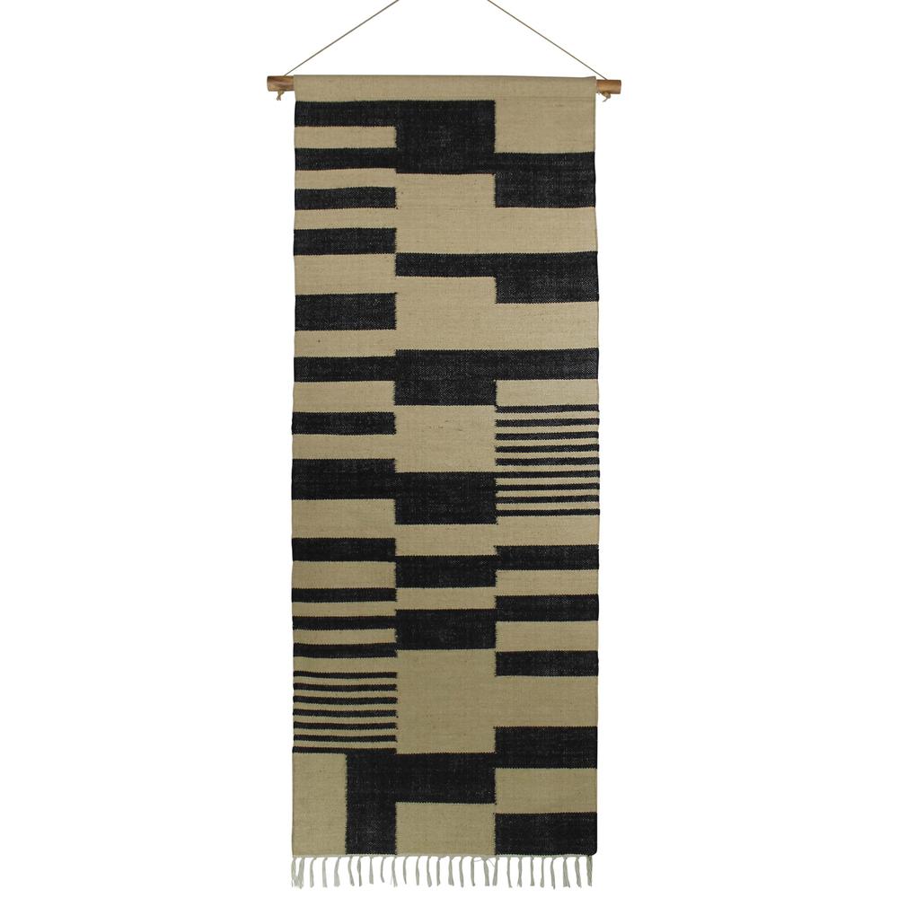 Black and Beige Jute Wall Hanging - 388888. Picture 1