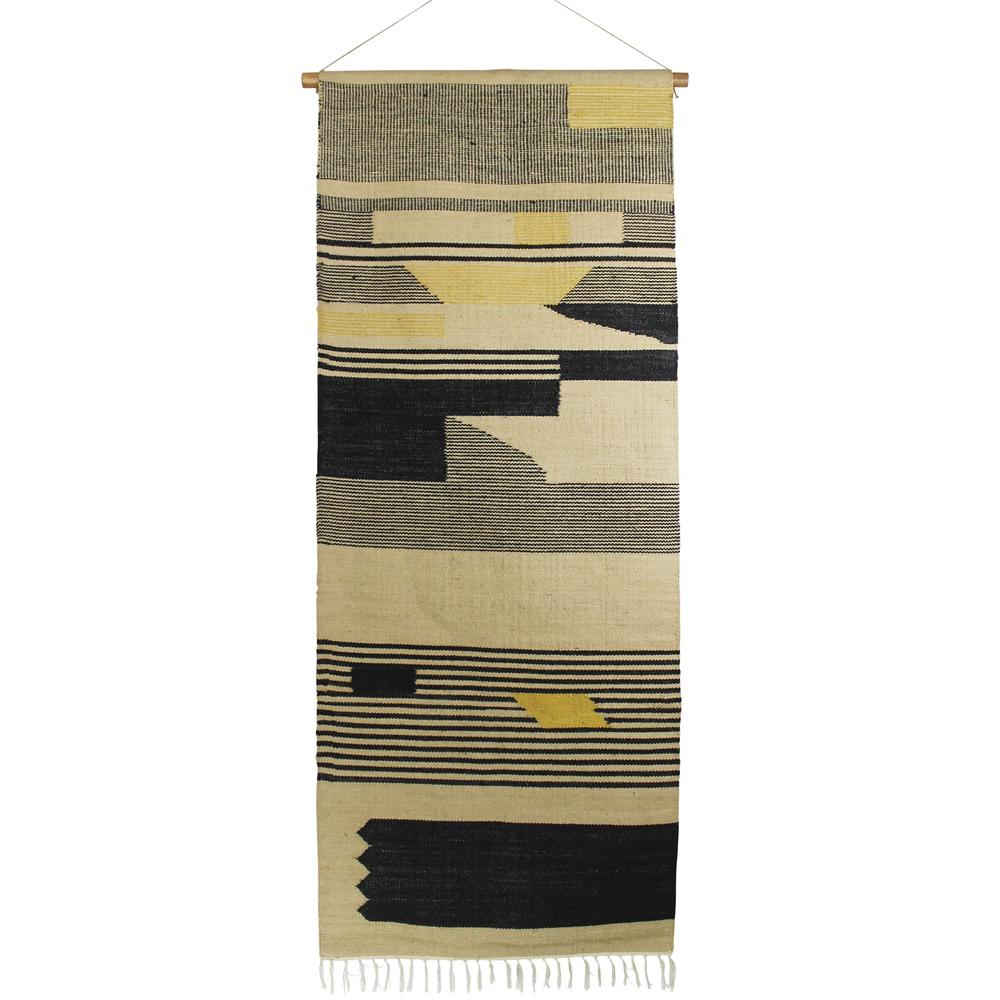 Black and Beige Angular Patterns Wall Hanging - 388890. Picture 1