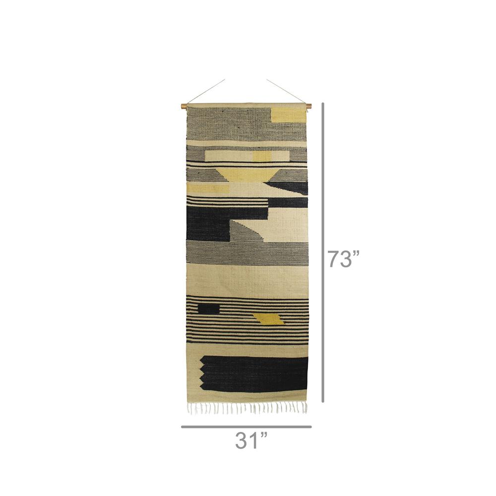 Black and Beige Angular Patterns Wall Hanging - 388890. Picture 2