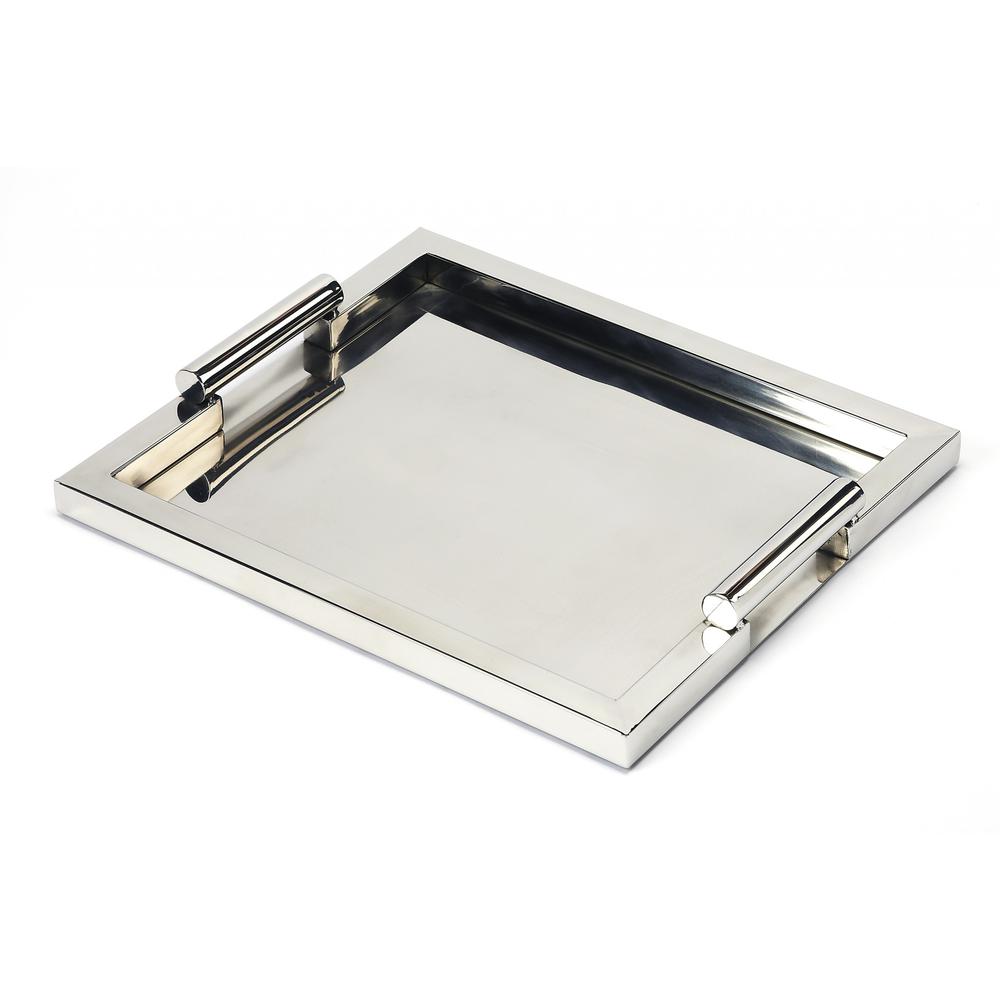 Modern Stainless Steel Serving Tray Silver. Picture 1