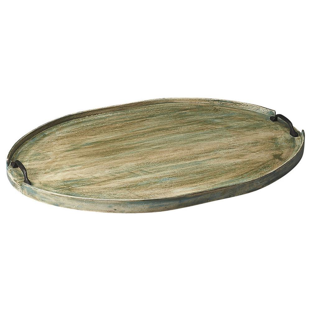 Distressed Wood Serving Tray Green. Picture 5
