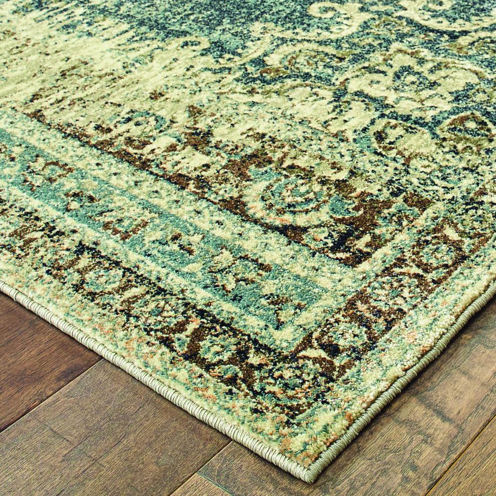 2’x3’ Blue and Ivory Medallion Scatter Rug - 388931. Picture 2