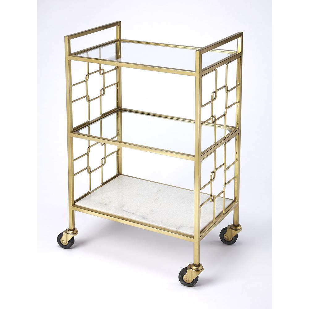 Polished Gold Bar Cart Gold. Picture 1