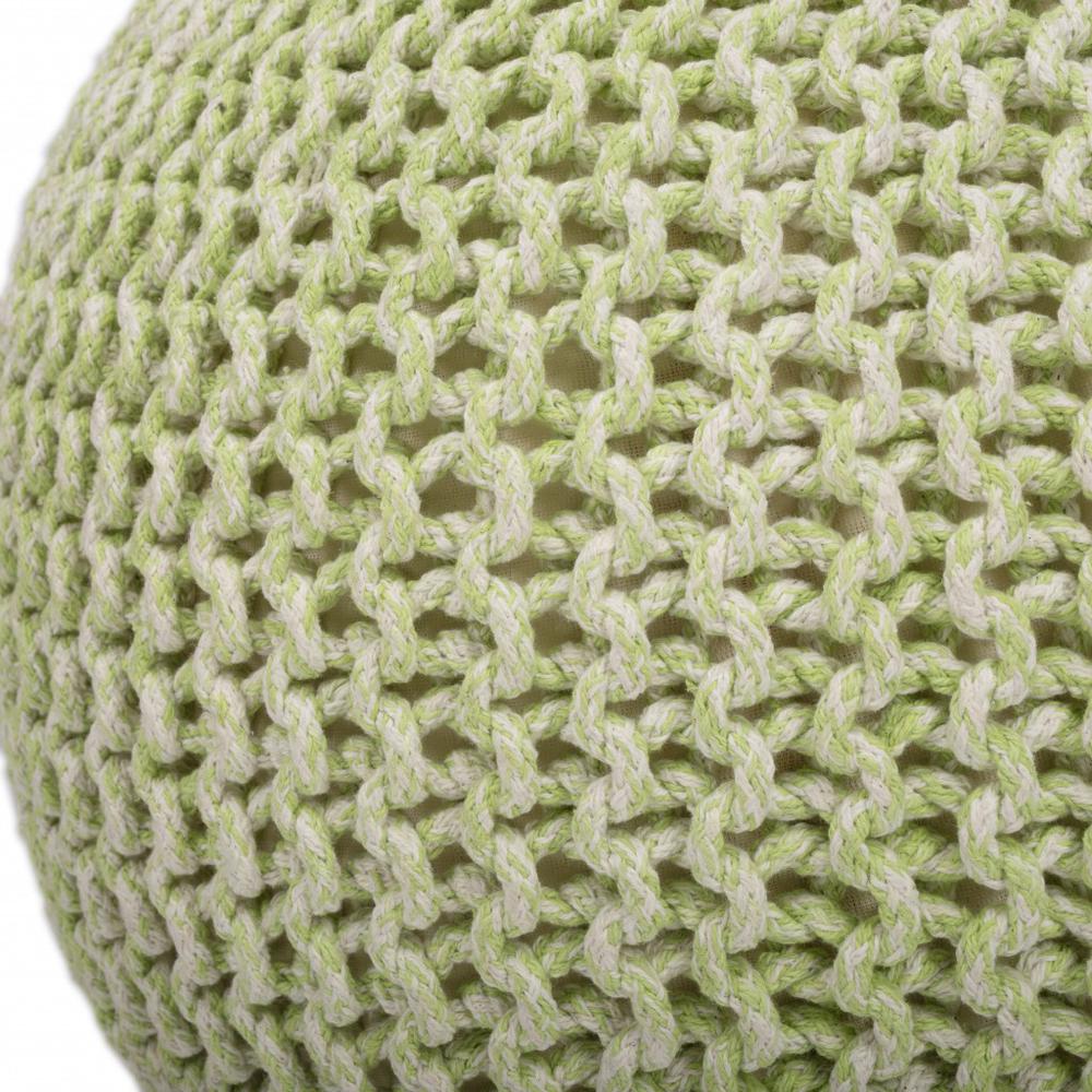 Cool Green Woven Pouf Ottoman Green. Picture 2