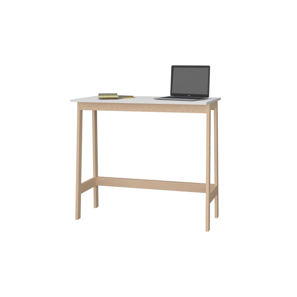 Modern Natural and White Narrow Table Desk White. Picture 2