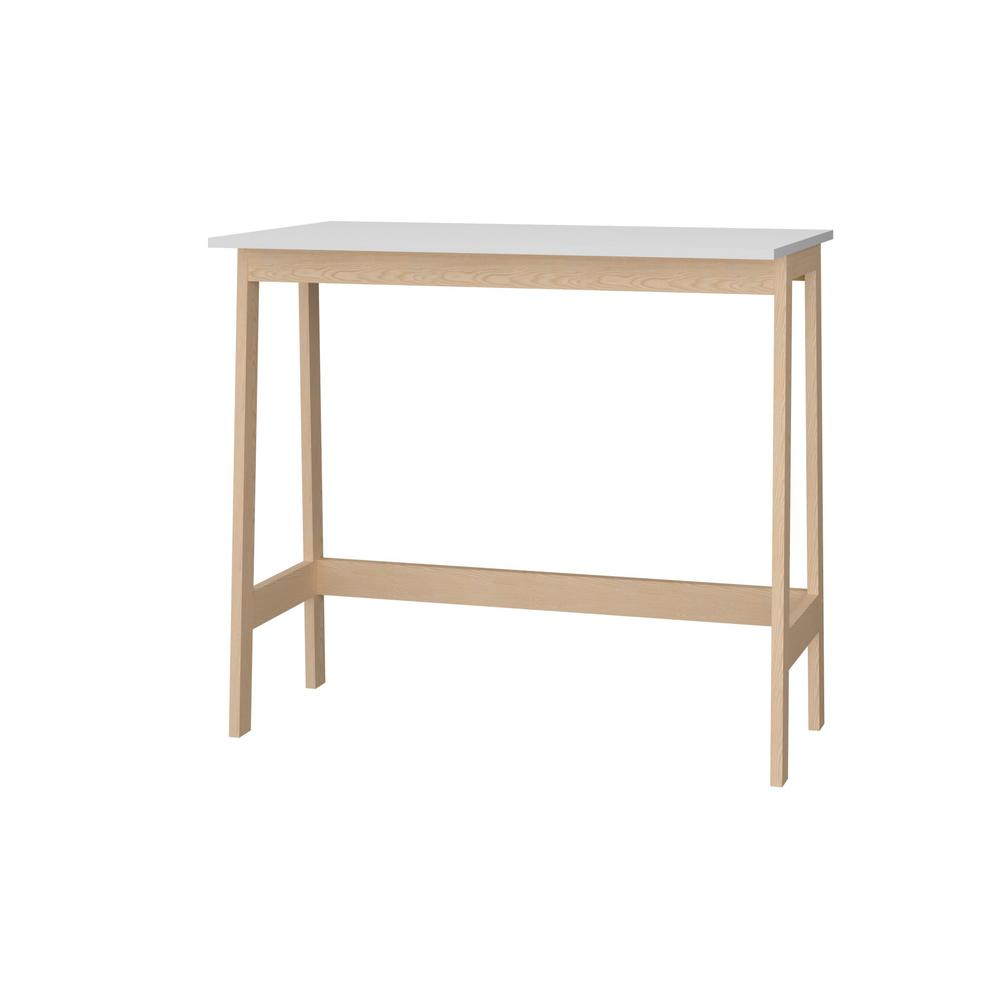 Modern Natural and White Narrow Table Desk White. Picture 3