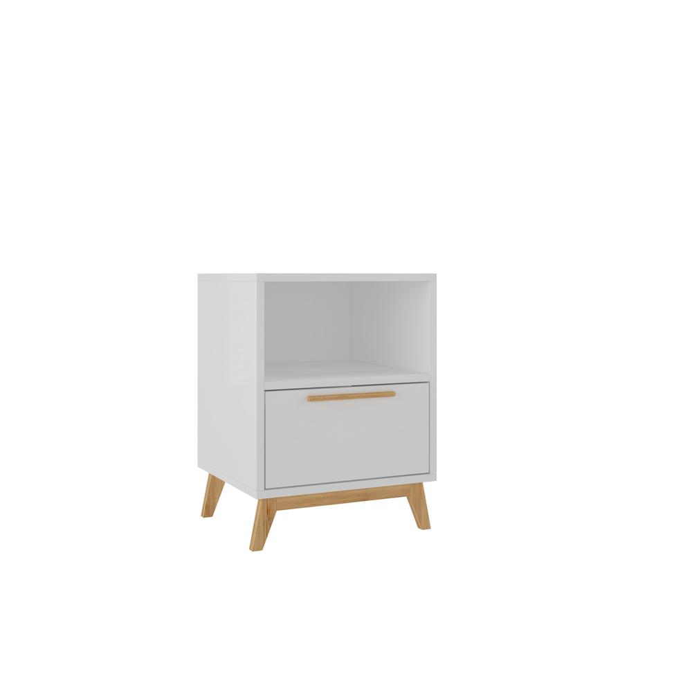 Modern White and Natural Flair Night Stand White. Picture 1