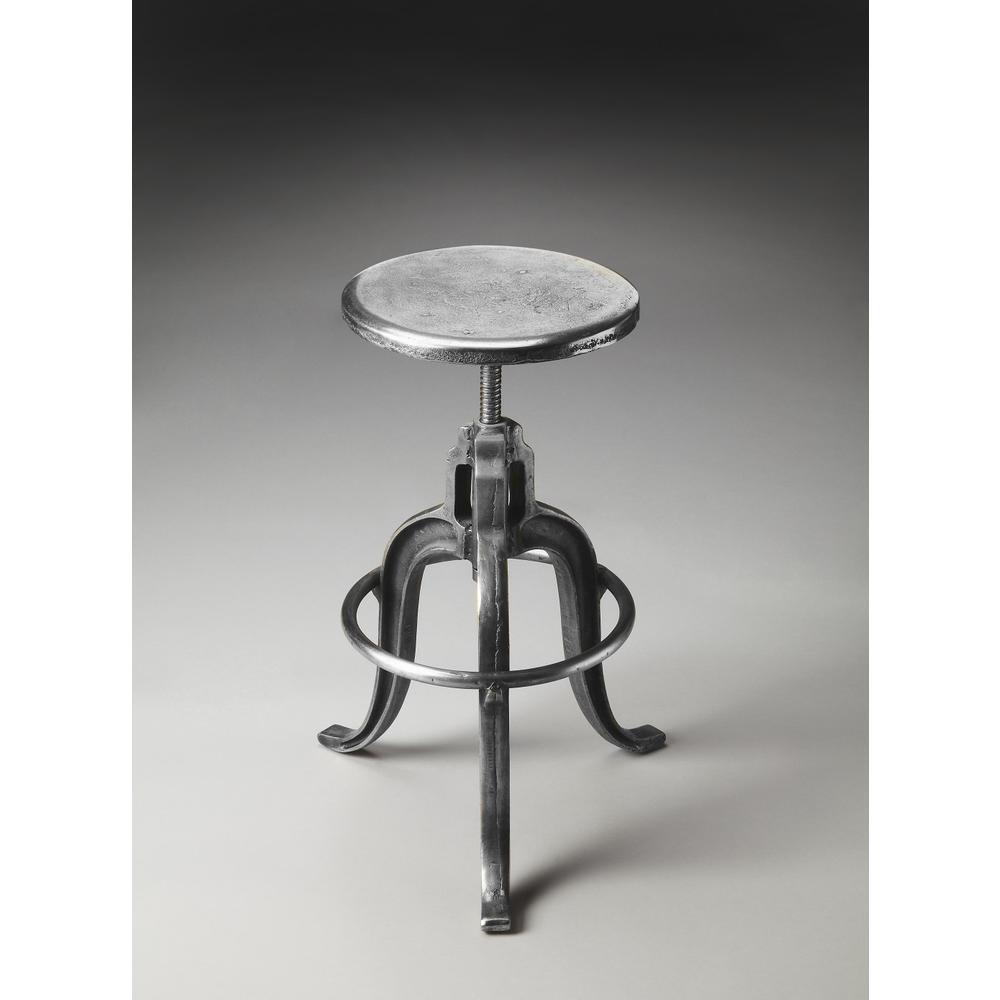 Glossy Iron Revolving Bar Stool Silver. Picture 1