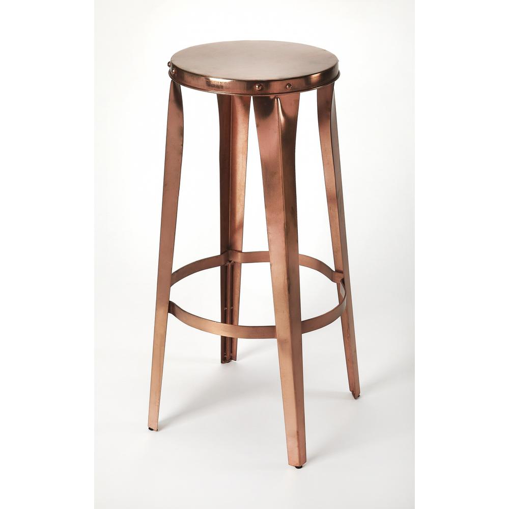 Rustic Copper Backless Bar Stool Copper. Picture 1