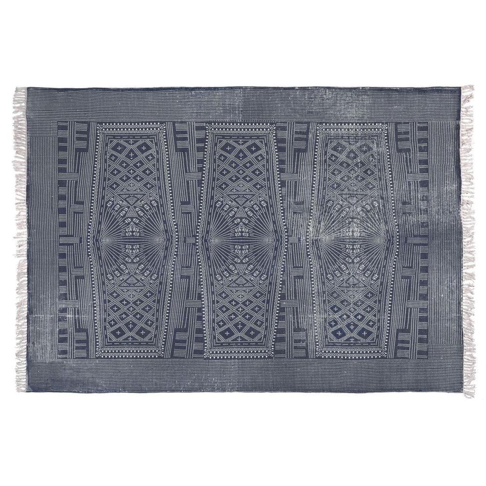 8’ x 10’ Blue and Ivory Batik Area Rug - 389066. Picture 1