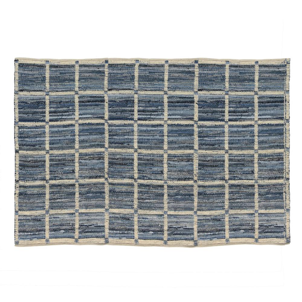 5’ x 8’ Blue and Gray Grid Area Rug - 389075. Picture 1