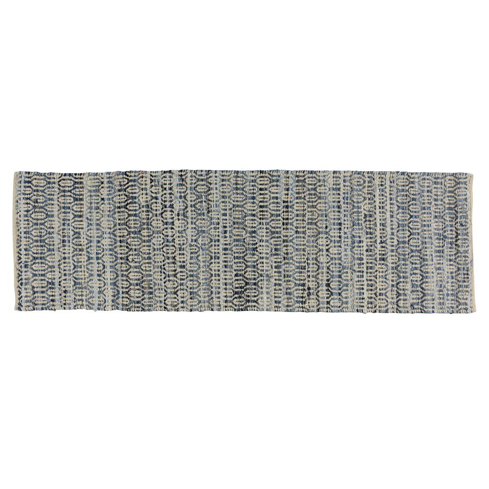 3' X 8' Blue and Gray Ogee Runner Rug - 389078. Picture 1