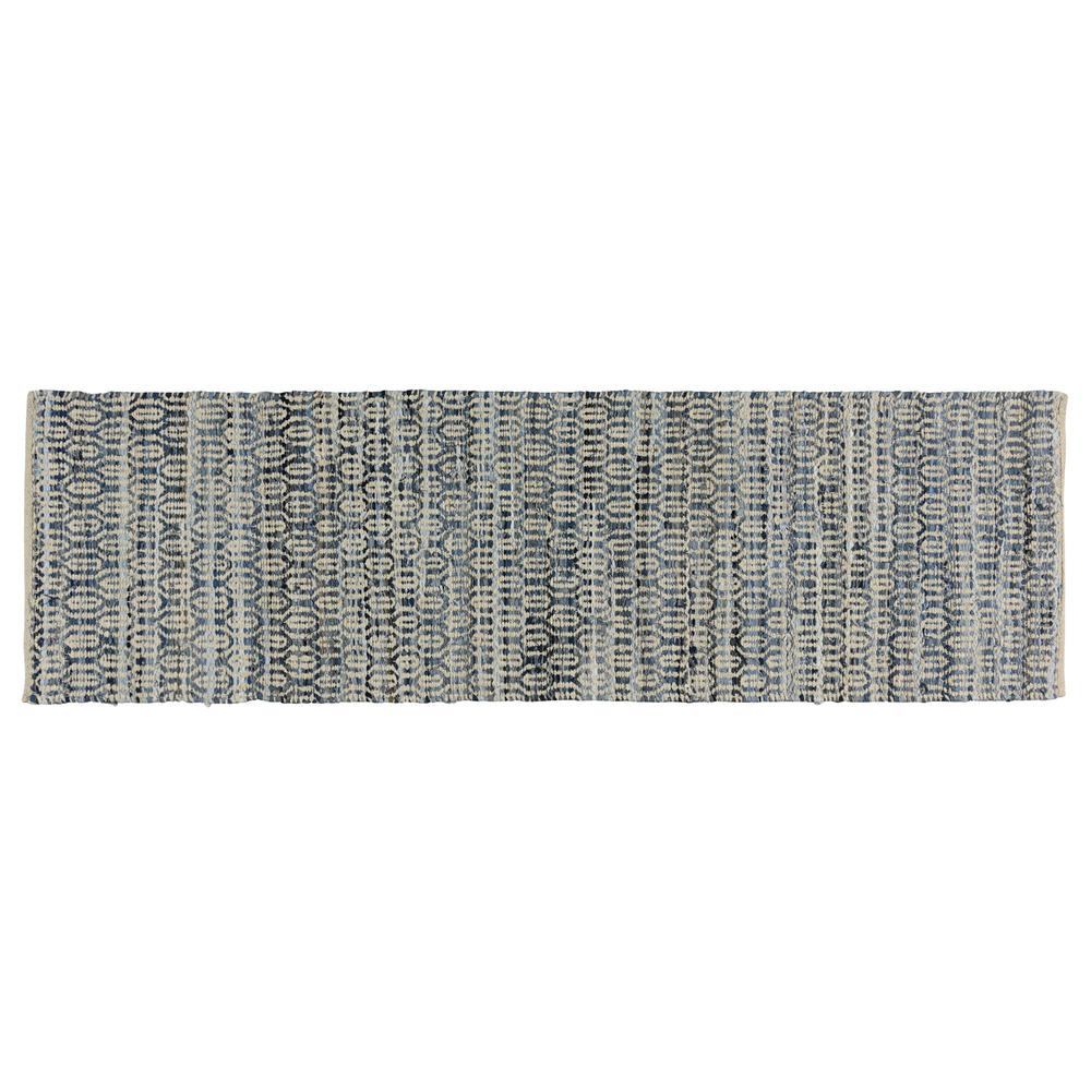 3' X 8' Blue and Gray Ogee Runner Rug - 389078. Picture 3