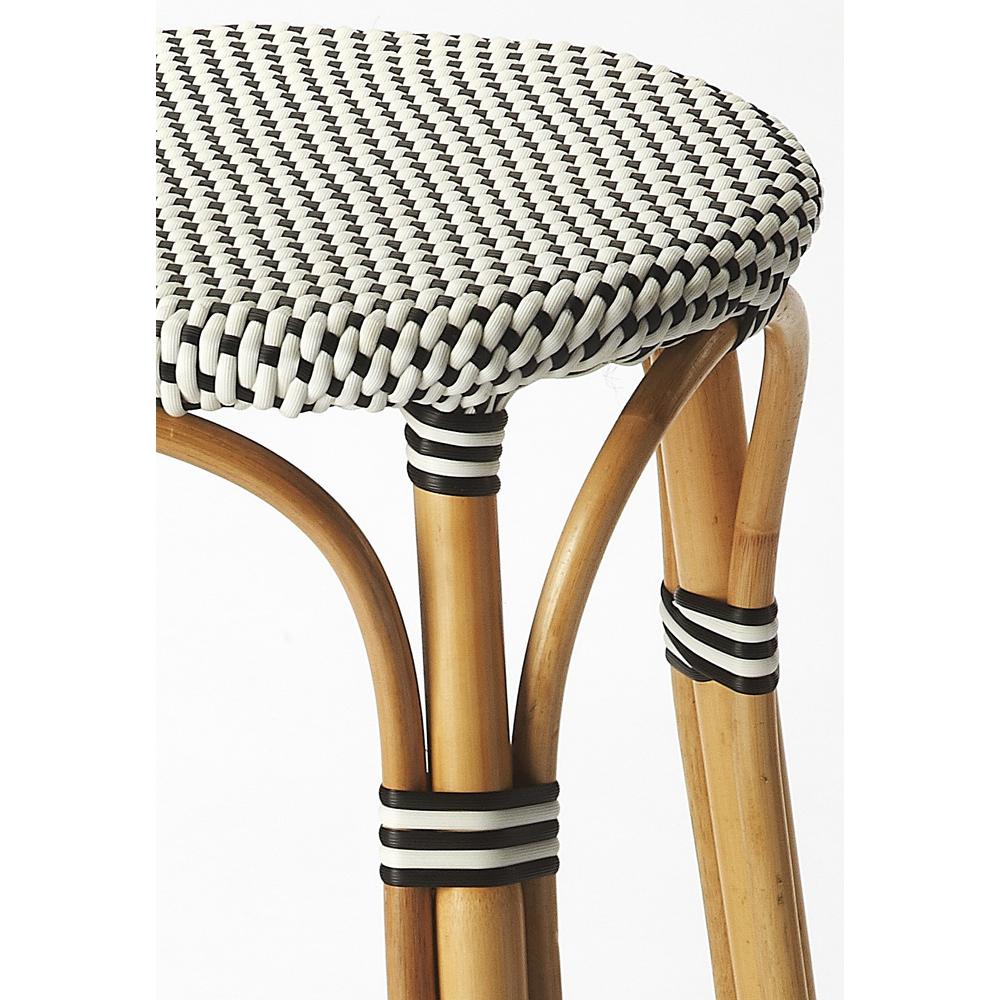 Classic Black and White Rattan Bar Stool Black. Picture 2