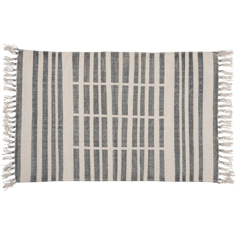 2' X 3' Gray and Cream Broken Stripes Scatter Rug - 389105. Picture 1