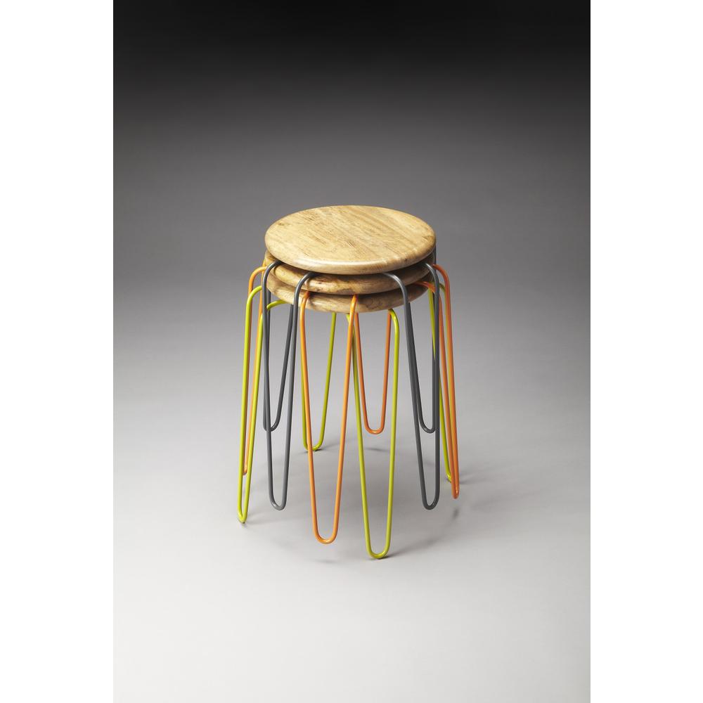 Stackable Iron Colored Stools Multi-Color. Picture 2