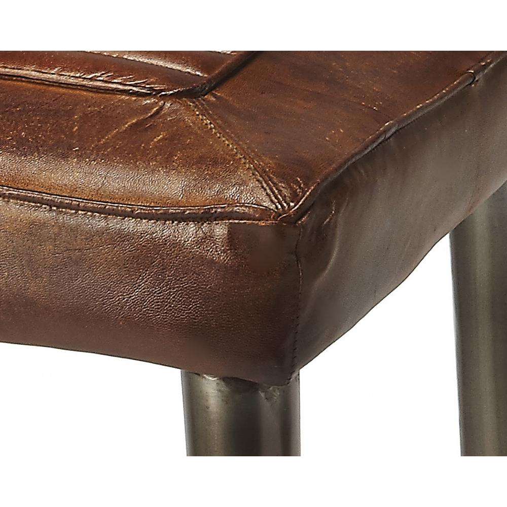 Brown Leather Bar Stool Dark Brown. Picture 4