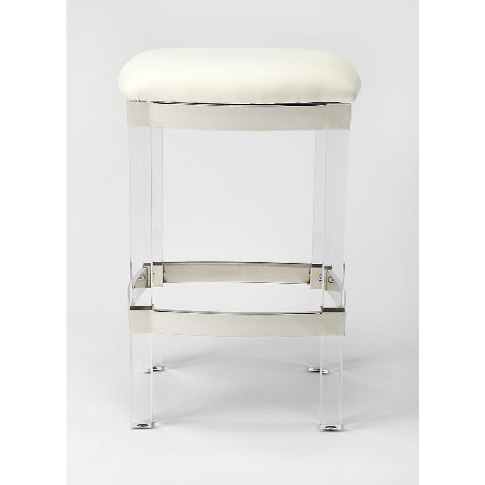 Acrylic and White Leather Counter Stool White. Picture 2