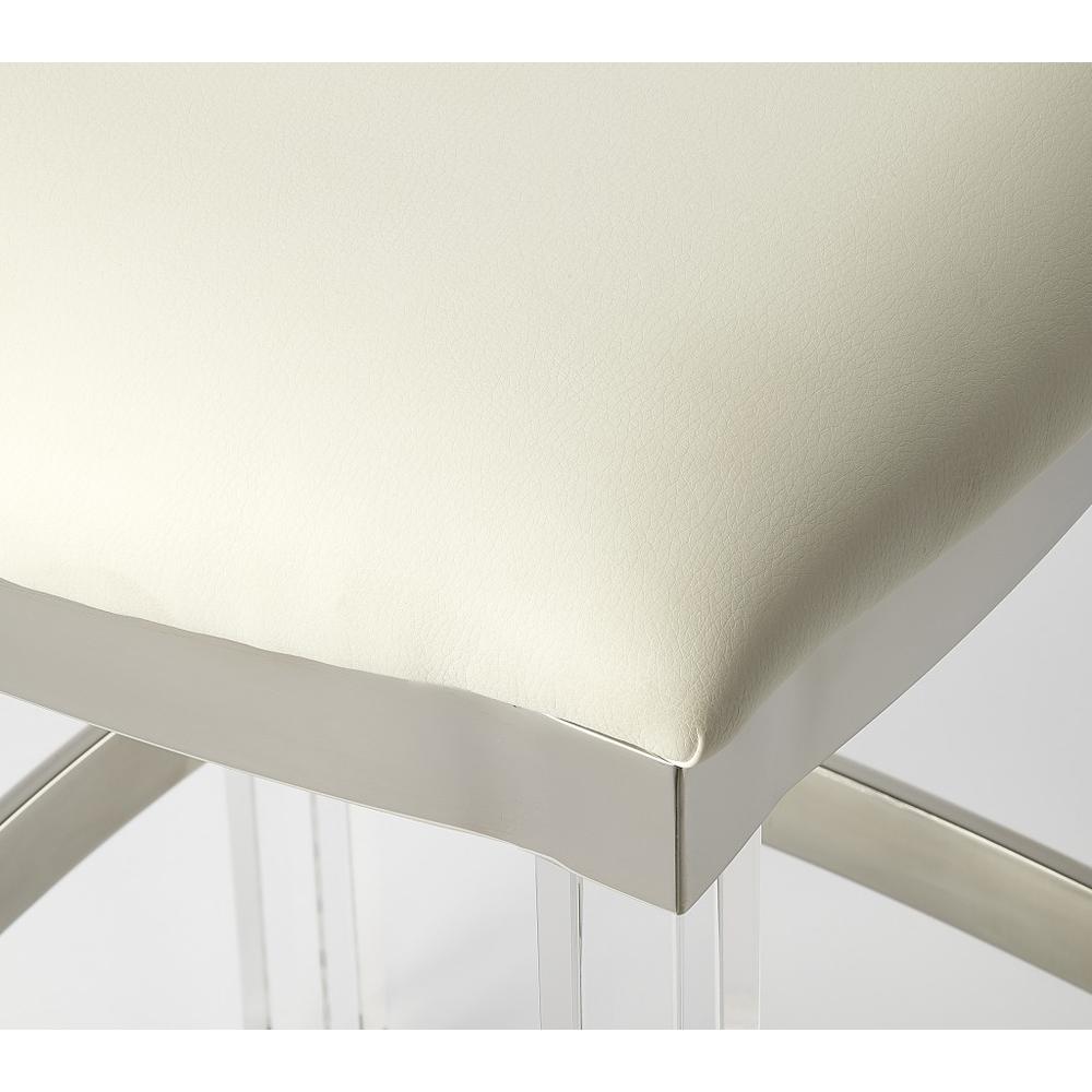 Acrylic and White Leather Counter Stool White. Picture 4