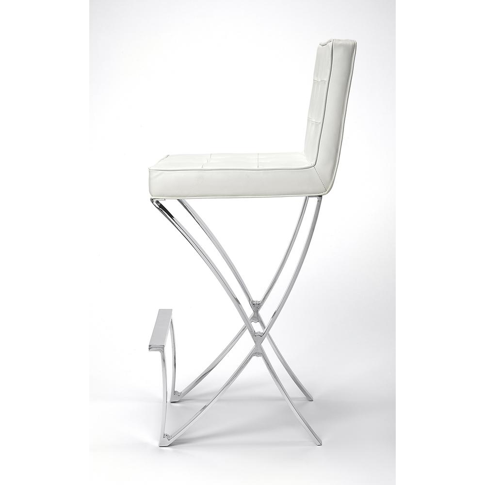 Modern White Faux Leather Bar Stool White. Picture 3
