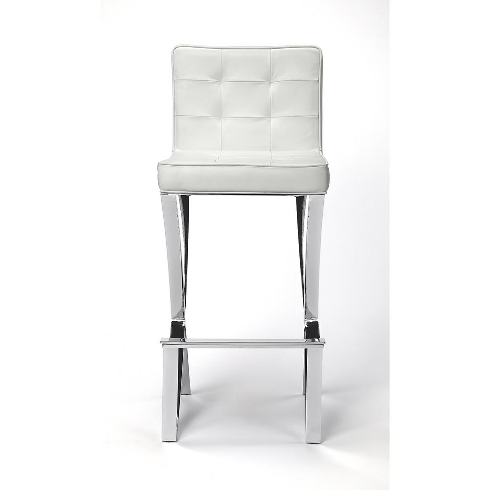 Modern White Faux Leather Bar Stool White. Picture 4