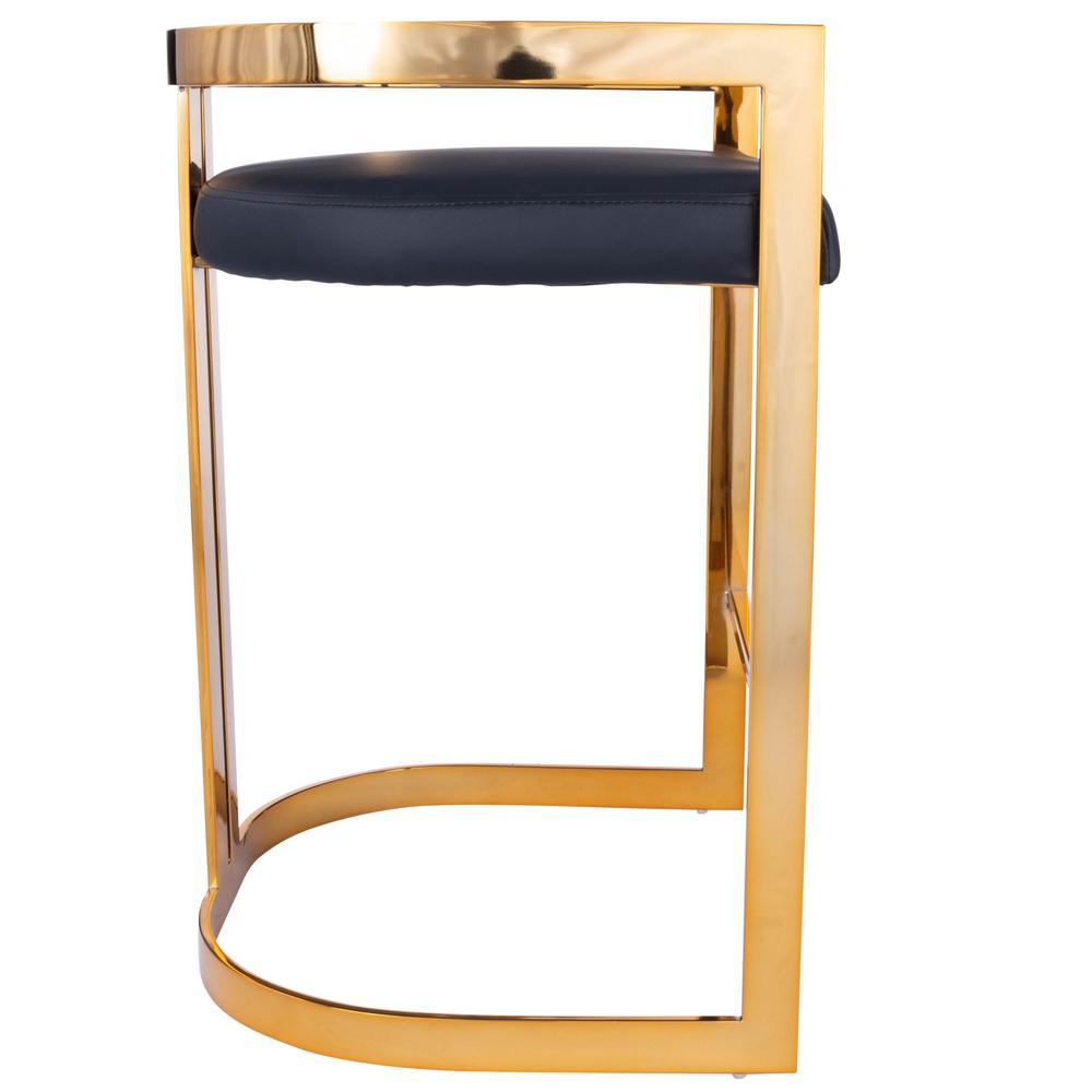 Gold and Black Faux Leather Counter Stool Black. Picture 2