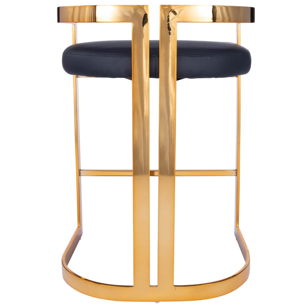 Gold and Black Faux Leather Counter Stool Black. Picture 3