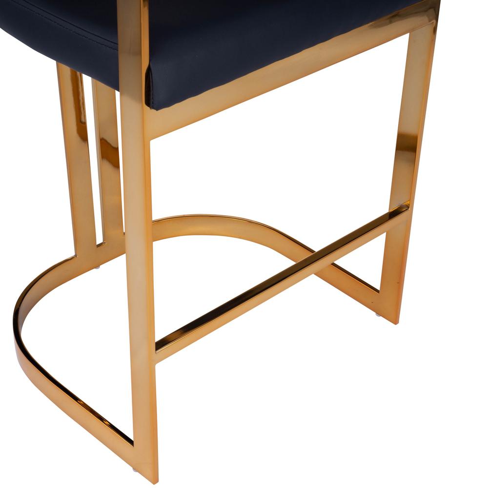 Gold and Black Faux Leather Counter Stool Black. Picture 5
