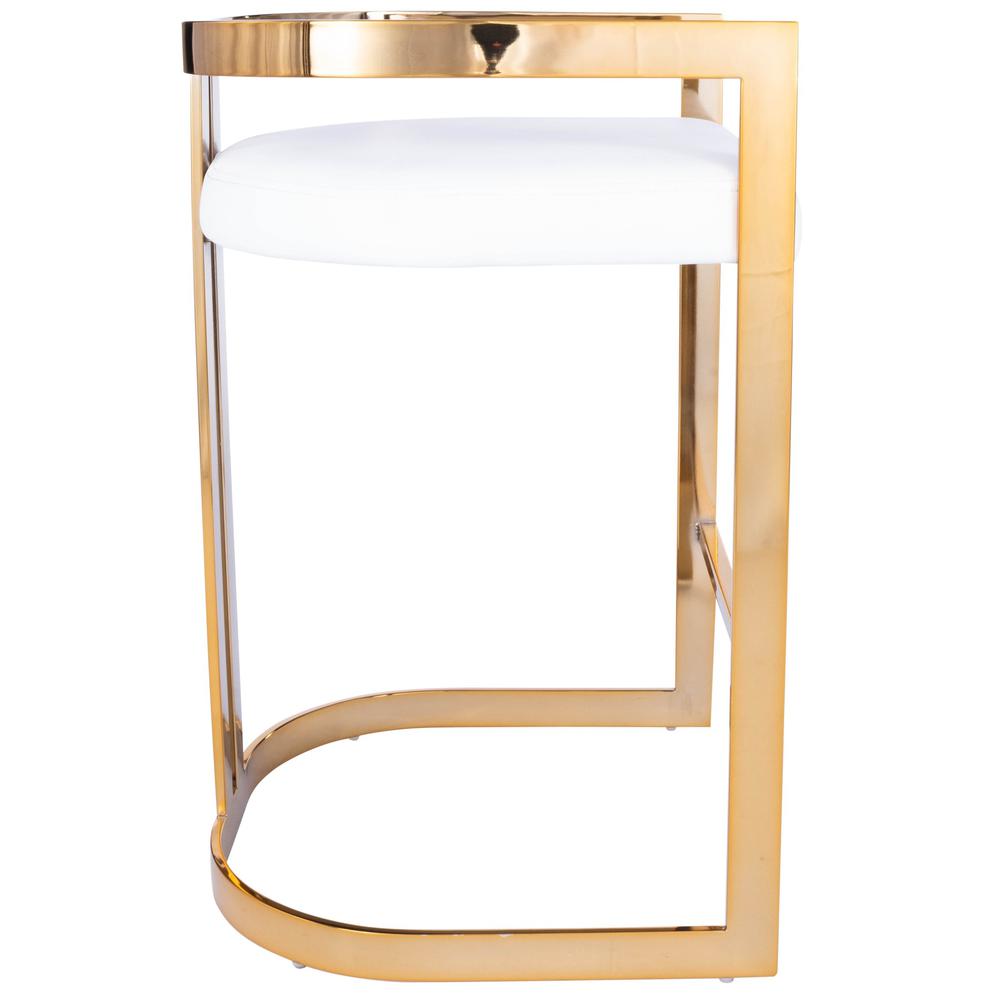 Gold and White Faux Leather Counter Stool White. Picture 2