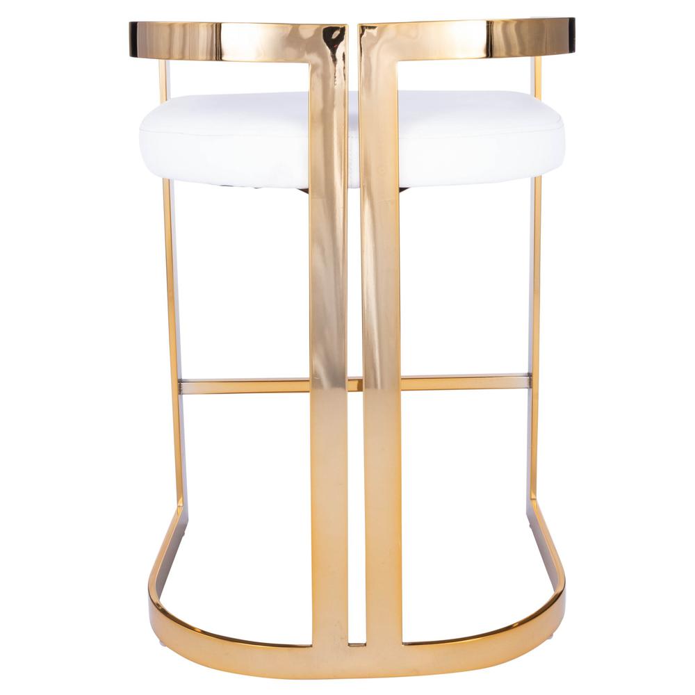Gold and White Faux Leather Counter Stool White. Picture 3