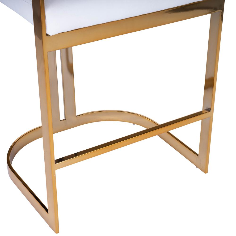 Gold and White Faux Leather Counter Stool White. Picture 5