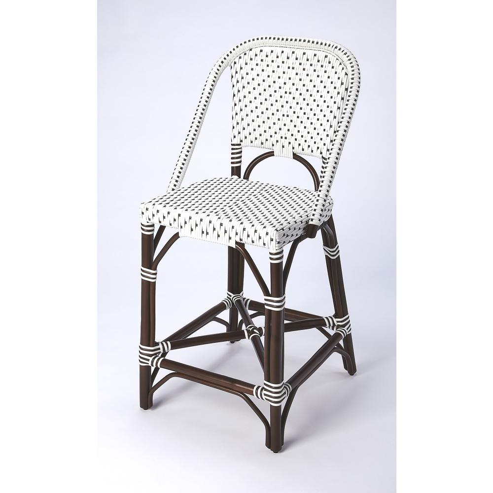 White and Chocolate Rattan Counter Stool White. Picture 1