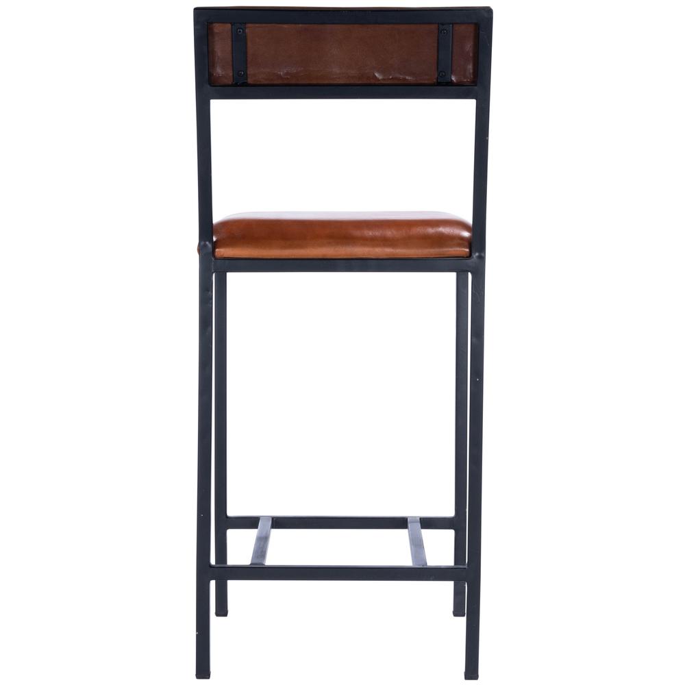 Classic Leather and Metal Counter Stool Medium Brown. Picture 4