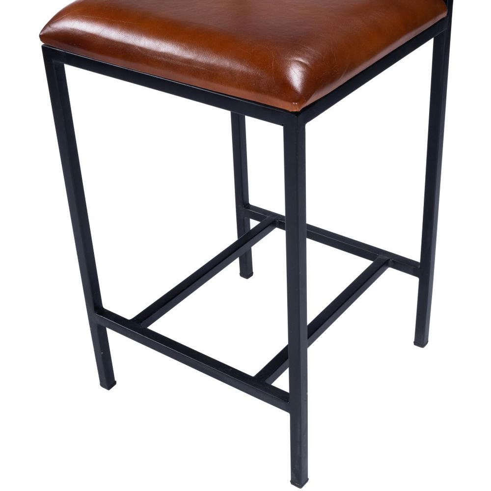 Classic Leather and Metal Counter Stool Medium Brown. Picture 8